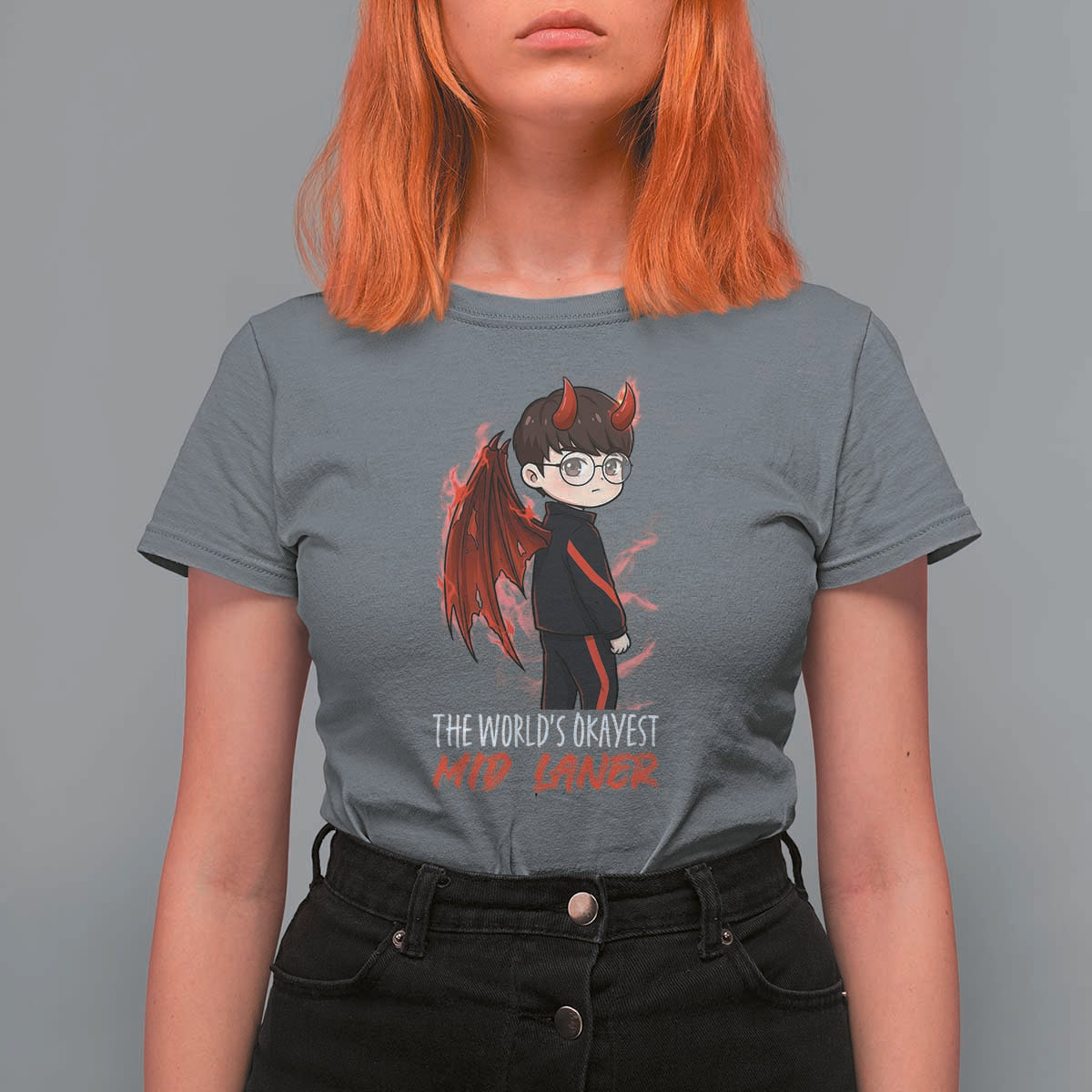 Worlds Okayest Mid Laner T Shirt For Women Funny Gift For Gamer - Wonder Print Shop