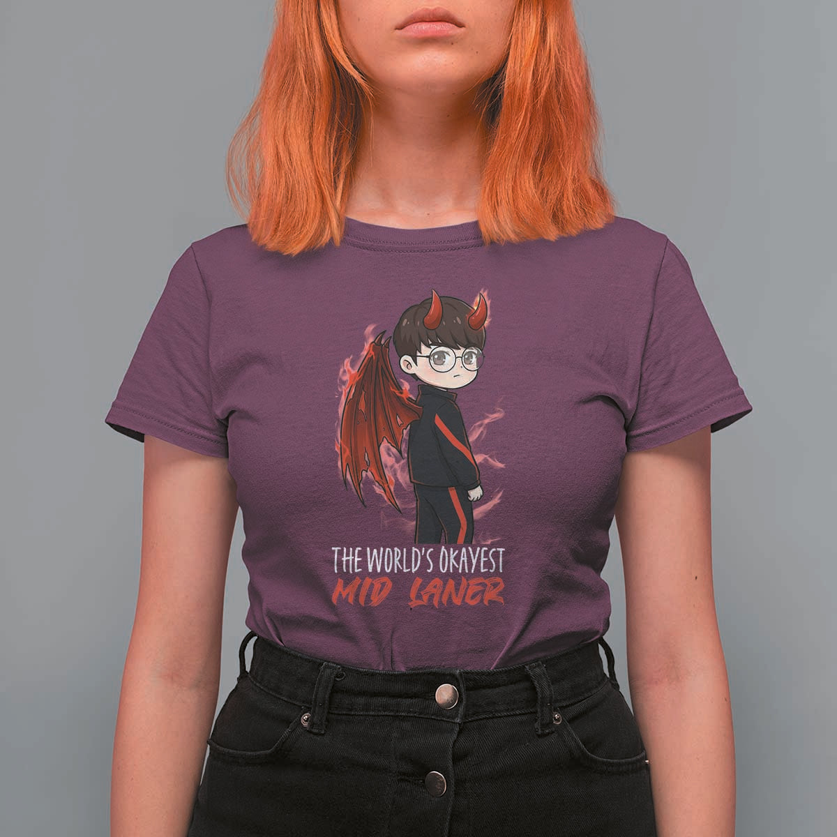 Worlds Okayest Mid Laner T Shirt For Women Funny Gift For Gamer - Wonder Print Shop