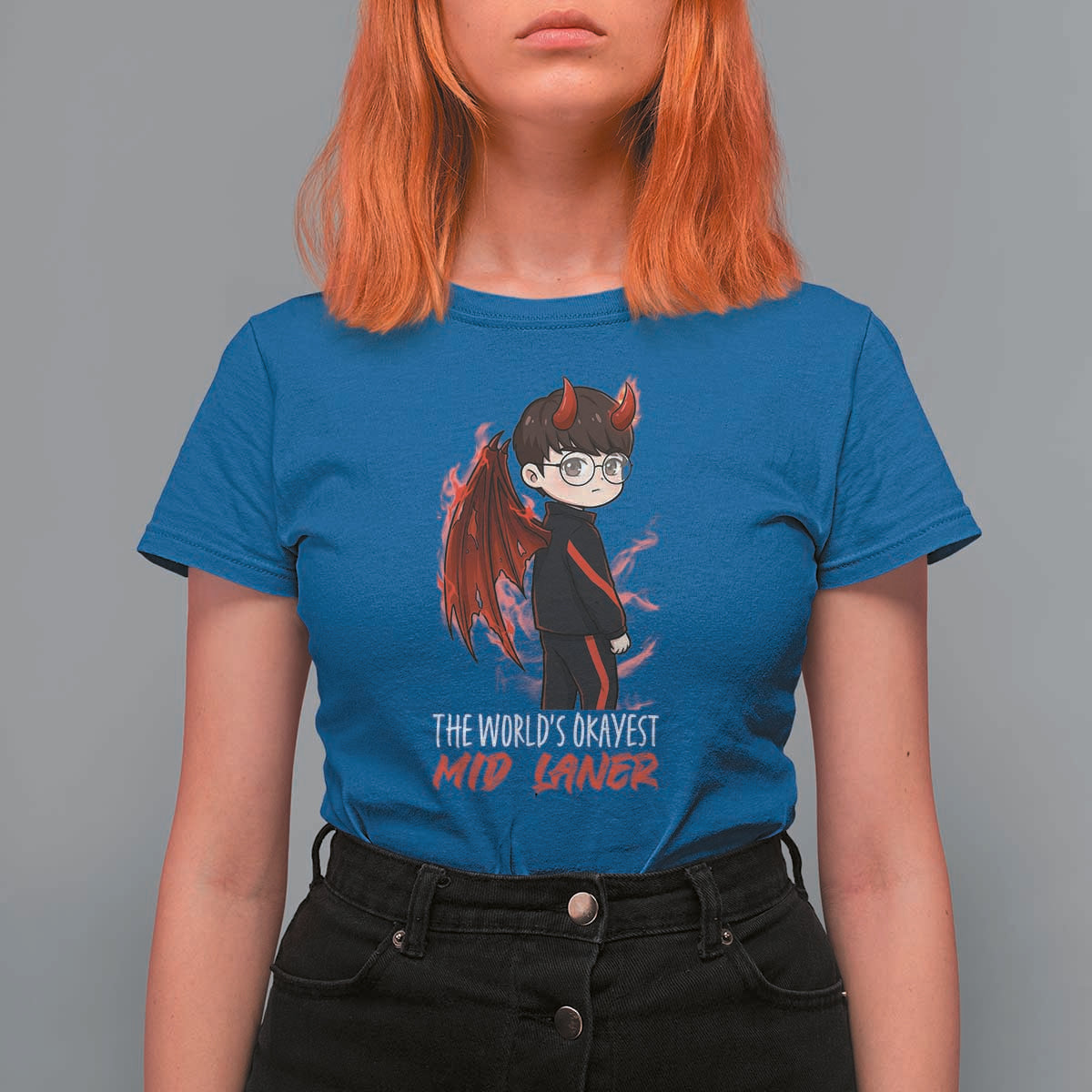 Worlds Okayest Mid Laner T Shirt For Women Funny Gift For Gamer - Wonder Print Shop