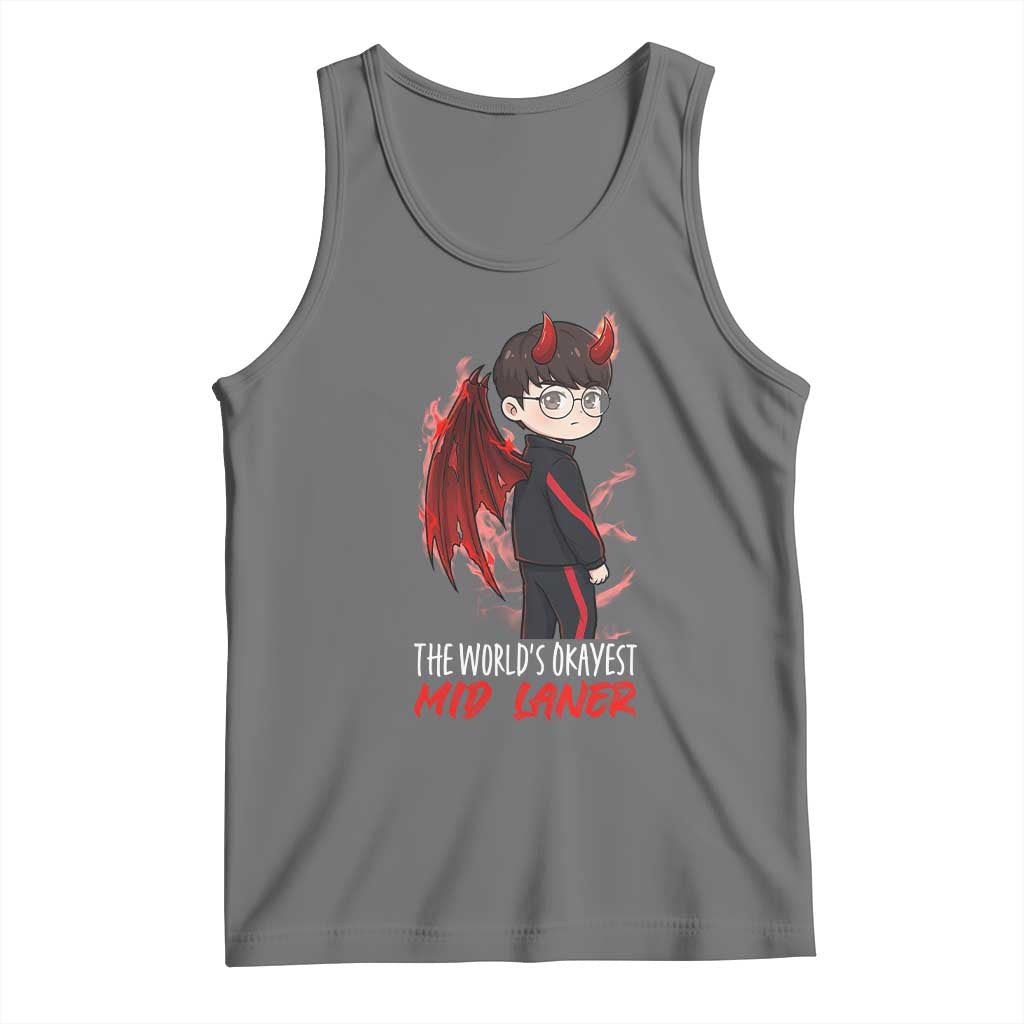 Worlds Okayest Mid Laner Tank Top Funny Gift For Gamer - Wonder Print Shop
