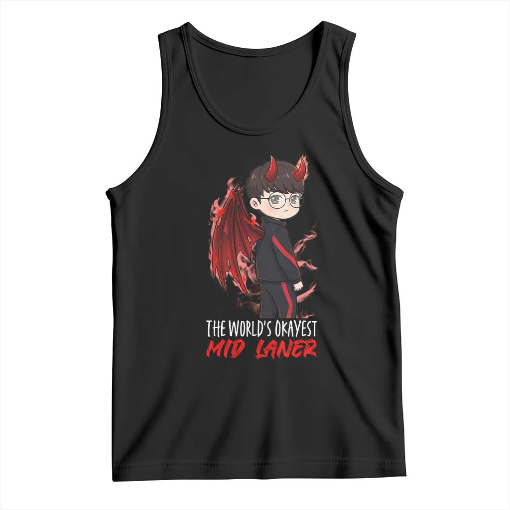 Worlds Okayest Mid Laner Tank Top Funny Gift For Gamer - Wonder Print Shop