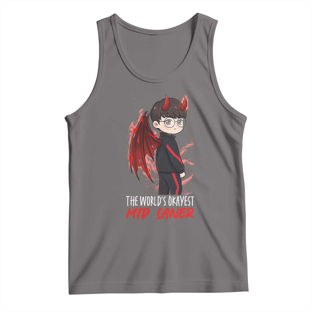 Worlds Okayest Mid Laner Tank Top Funny Gift For Gamer - Wonder Print Shop