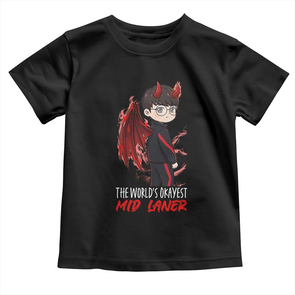 Worlds Okayest Mid Laner Toddler T Shirt Funny Gift For Gamer - Wonder Print Shop