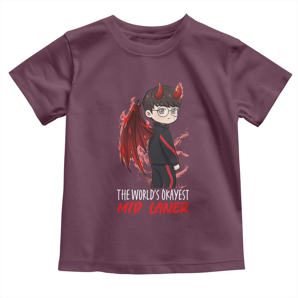 Worlds Okayest Mid Laner Toddler T Shirt Funny Gift For Gamer - Wonder Print Shop