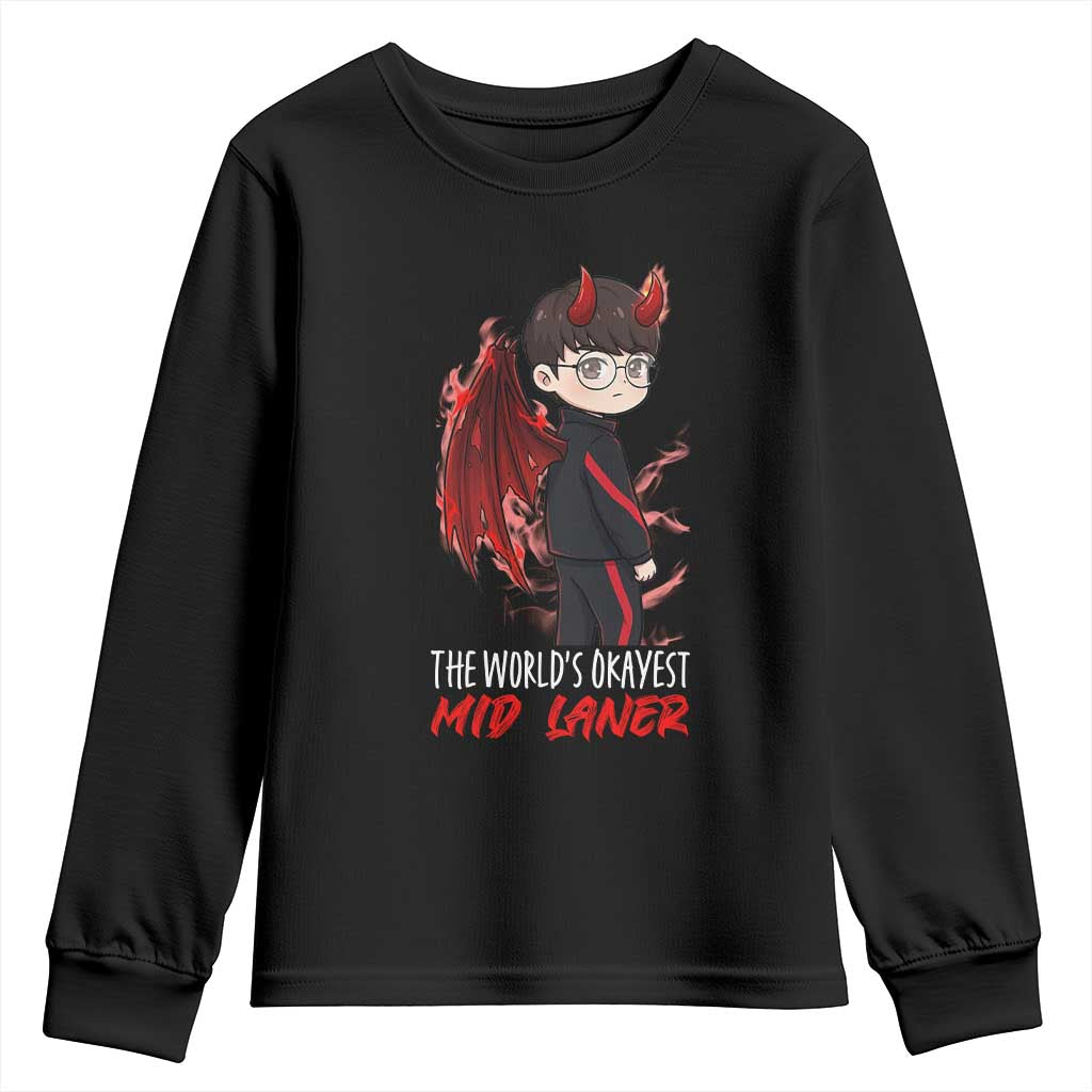 Worlds Okayest Mid Laner Youth Sweatshirt Funny Gift For Gamer - Wonder Print Shop