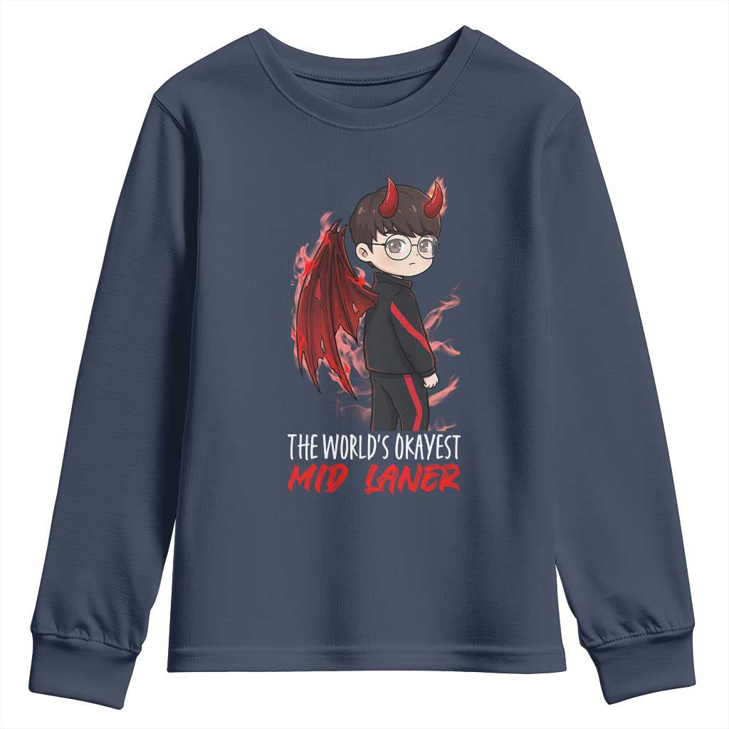 Worlds Okayest Mid Laner Youth Sweatshirt Funny Gift For Gamer - Wonder Print Shop