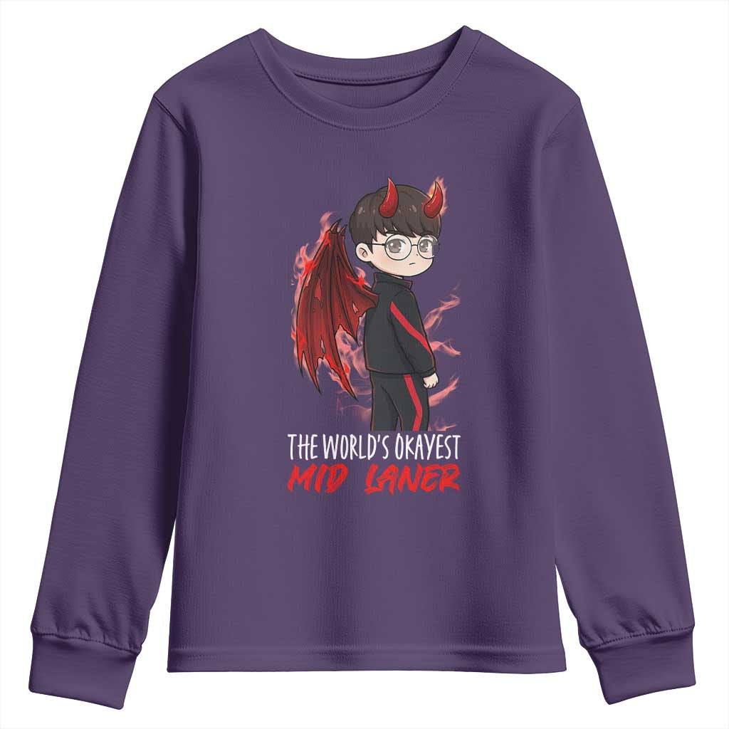 Worlds Okayest Mid Laner Youth Sweatshirt Funny Gift For Gamer - Wonder Print Shop