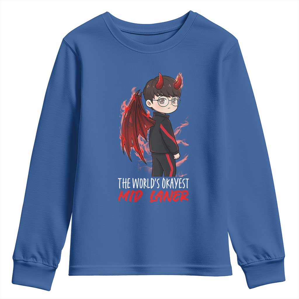 Worlds Okayest Mid Laner Youth Sweatshirt Funny Gift For Gamer - Wonder Print Shop