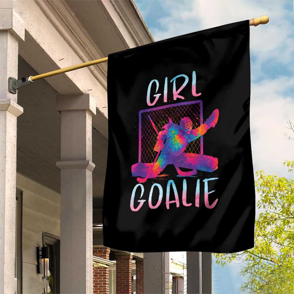 Funny Ice Hockey Girl Goalie Splatter Art Garden Flag Gift For Women - Wonder Print Shop