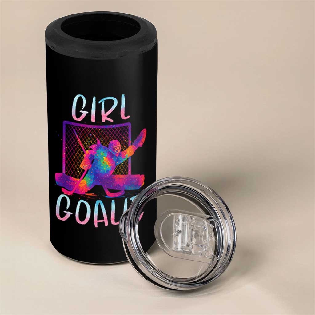 Funny Ice Hockey Girl Goalie Splatter Art 4 in 1 Can Cooler Tumbler Gift For Women - Wonder Print Shop