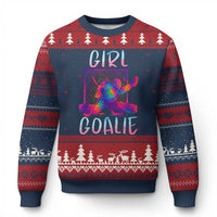 Funny Ice Hockey Girl Goalie Splatter Art Ugly Christmas Sweater Gift For Women - Wonder Print Shop