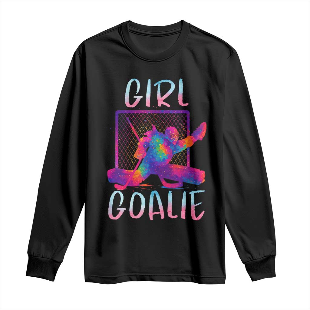 Funny Ice Hockey Girl Goalie Splatter Art Long Sleeve Shirt Gift For Women - Wonder Print Shop