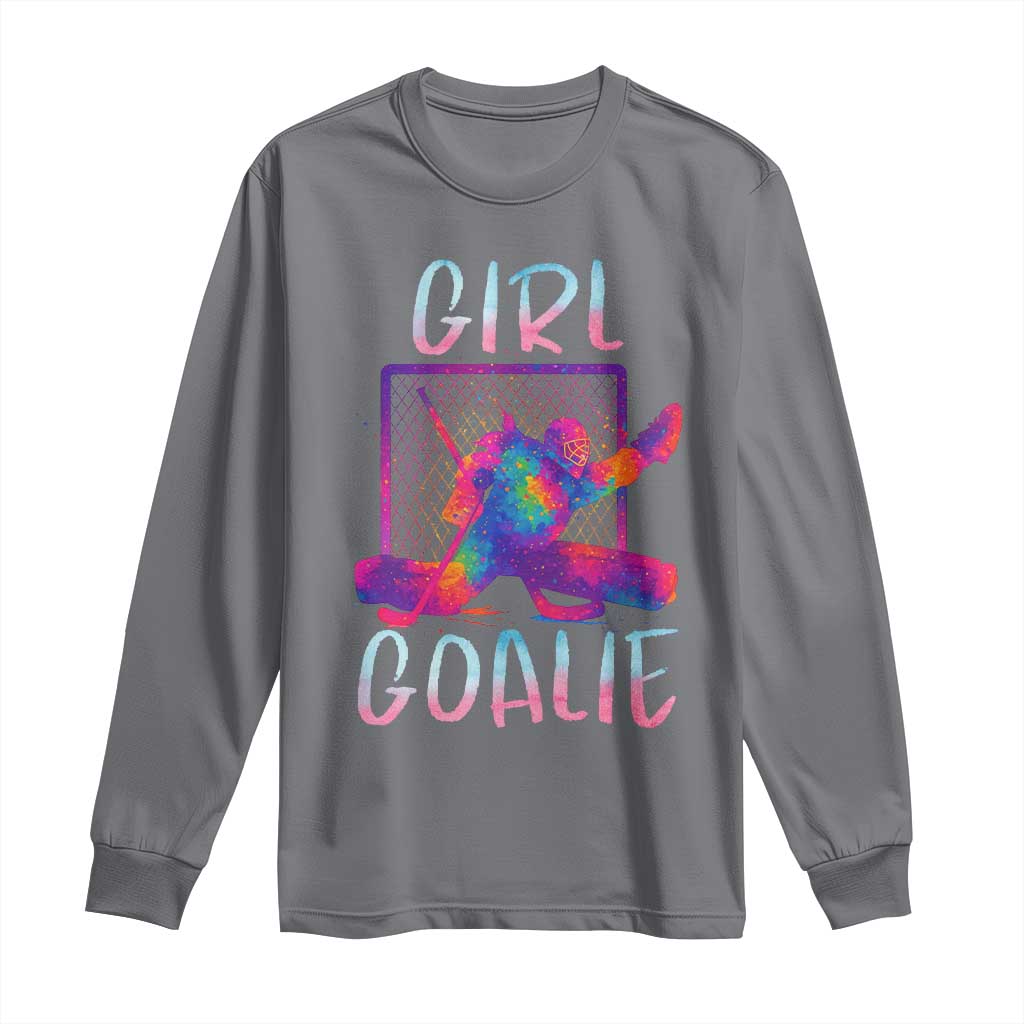 Funny Ice Hockey Girl Goalie Splatter Art Long Sleeve Shirt Gift For Women - Wonder Print Shop