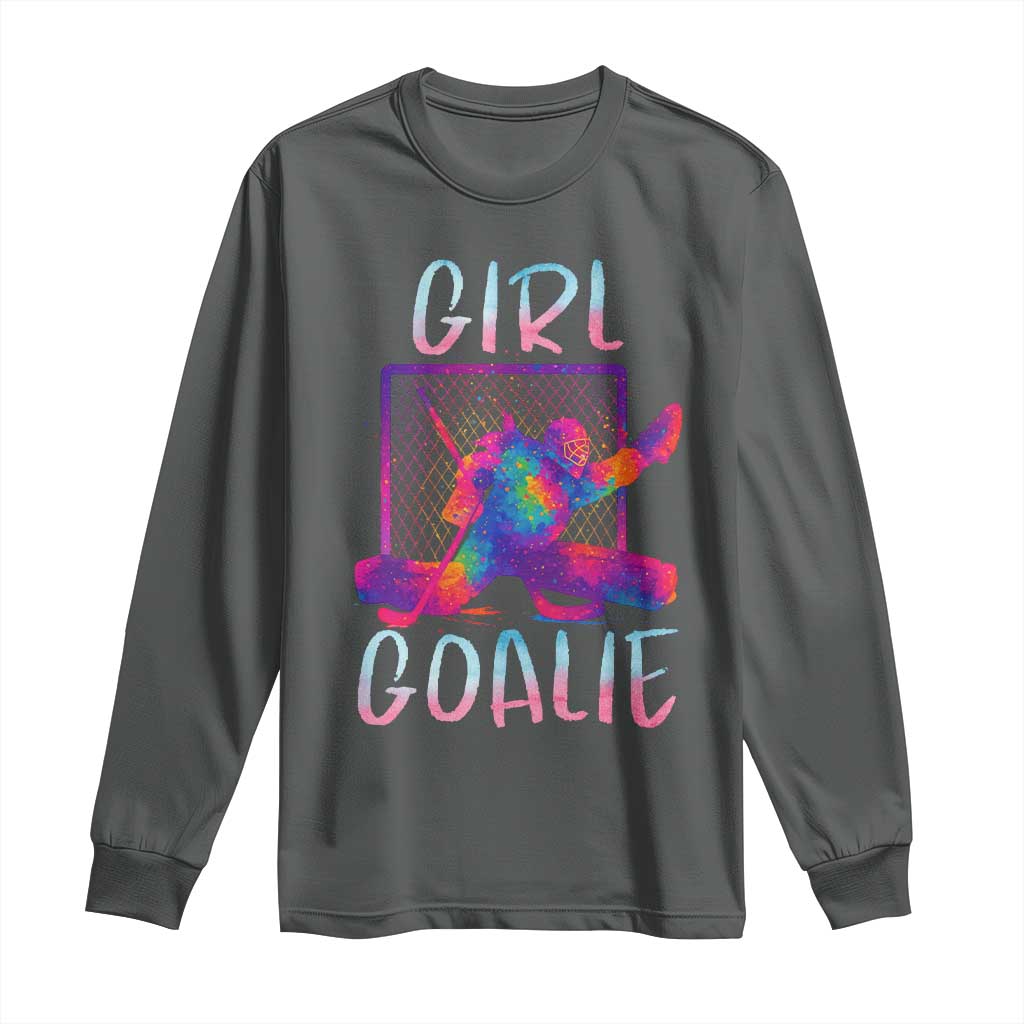 Funny Ice Hockey Girl Goalie Splatter Art Long Sleeve Shirt Gift For Women - Wonder Print Shop