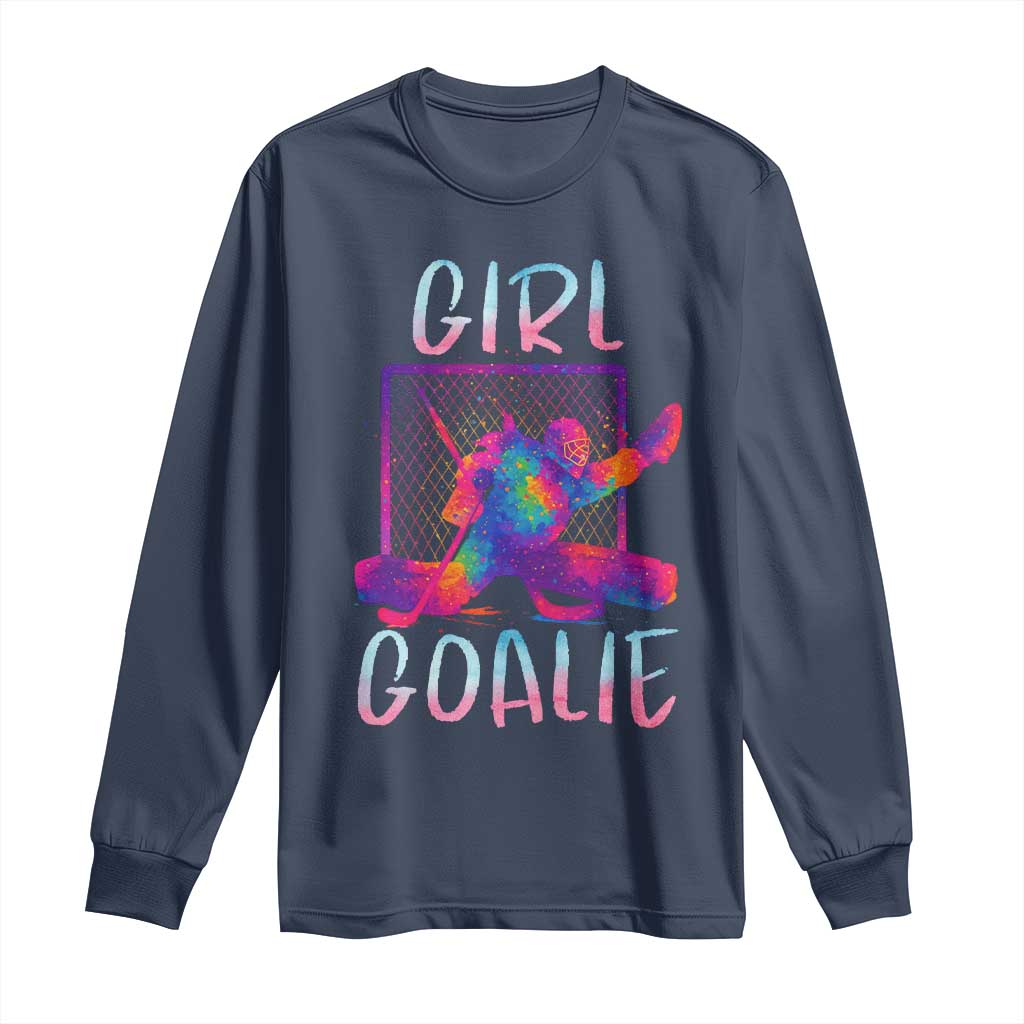 Funny Ice Hockey Girl Goalie Splatter Art Long Sleeve Shirt Gift For Women - Wonder Print Shop