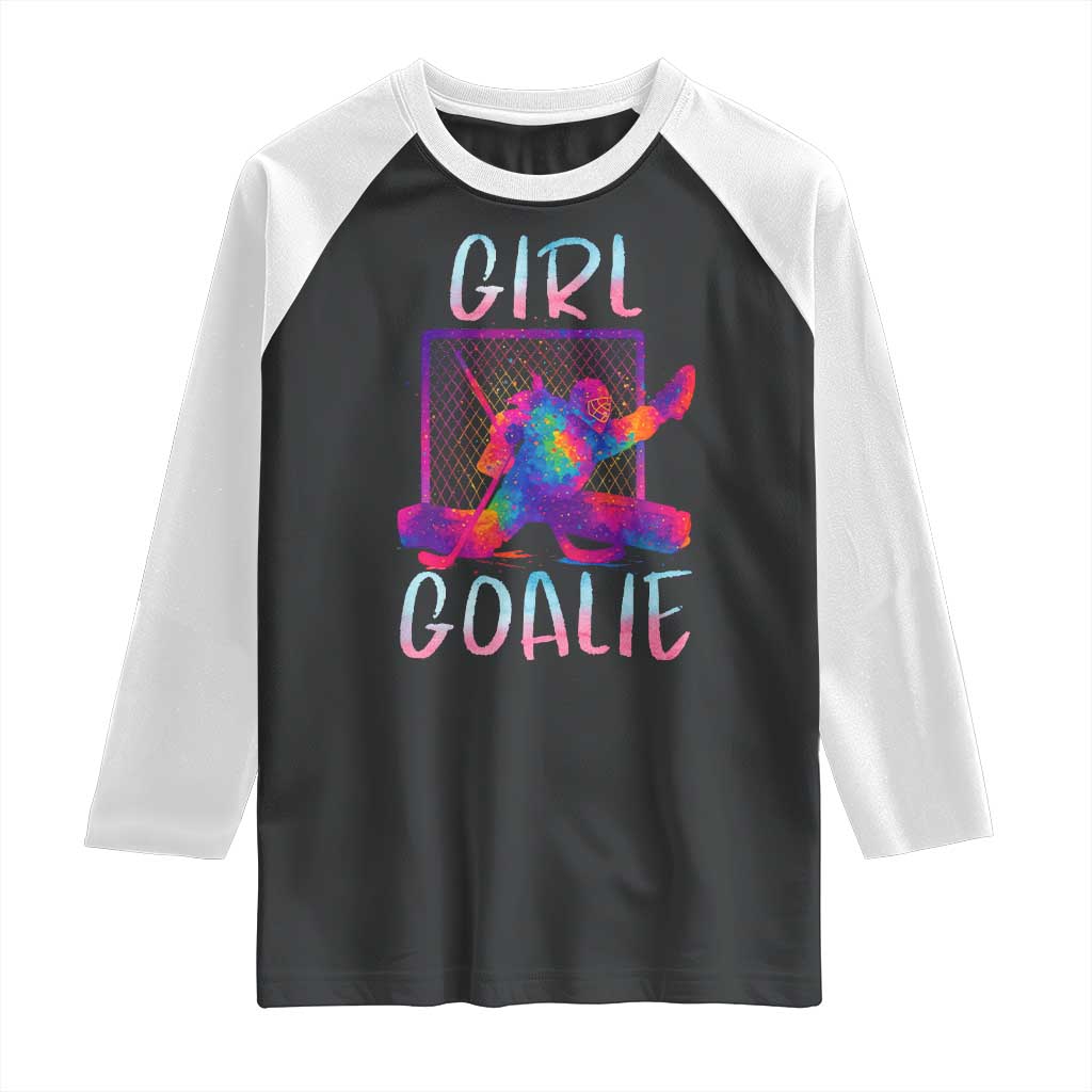 Funny Ice Hockey Girl Goalie Splatter Art Raglan Shirt Gift For Women - Wonder Print Shop