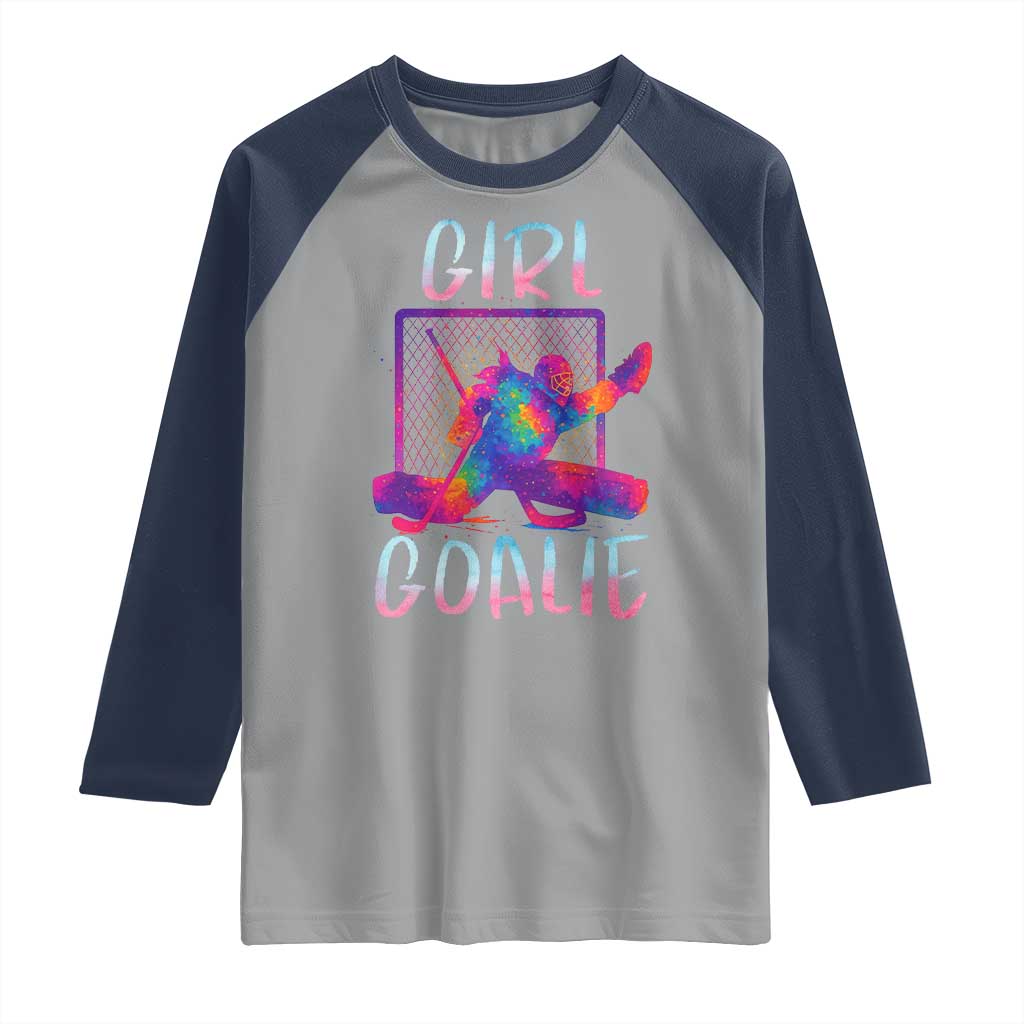 Funny Ice Hockey Girl Goalie Splatter Art Raglan Shirt Gift For Women - Wonder Print Shop