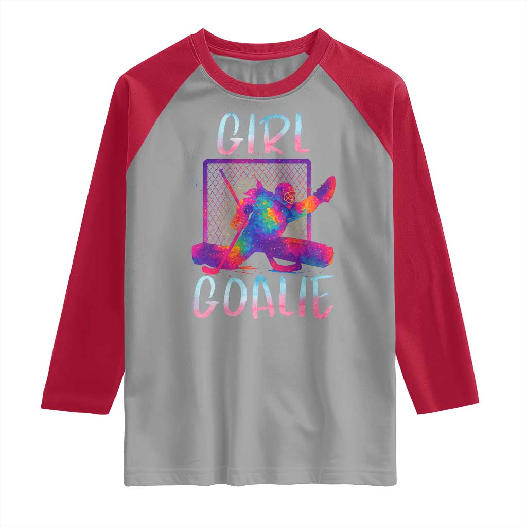 Funny Ice Hockey Girl Goalie Splatter Art Raglan Shirt Gift For Women - Wonder Print Shop
