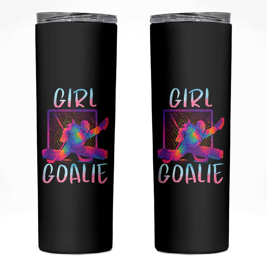 Funny Ice Hockey Girl Goalie Splatter Art Skinny Tumbler Gift For Women - Wonder Print Shop
