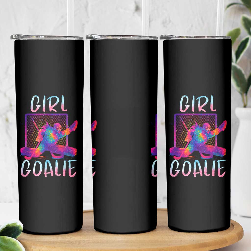 Funny Ice Hockey Girl Goalie Splatter Art Skinny Tumbler Gift For Women - Wonder Print Shop