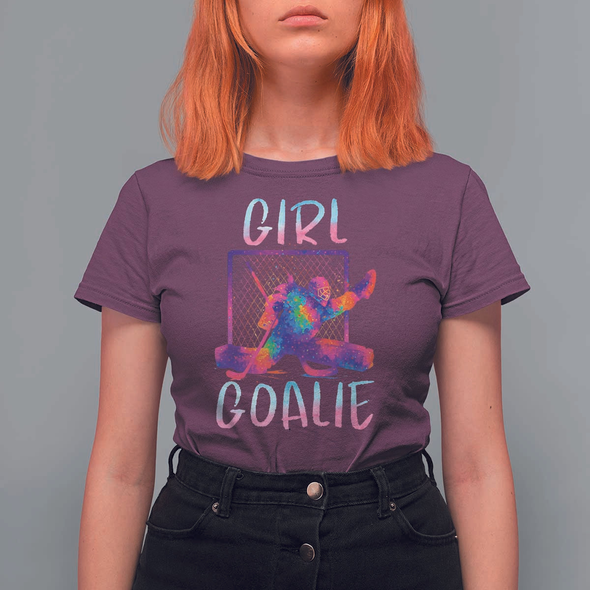 Funny Ice Hockey Girl Goalie Splatter Art T Shirt For Women Gift For Women - Wonder Print Shop