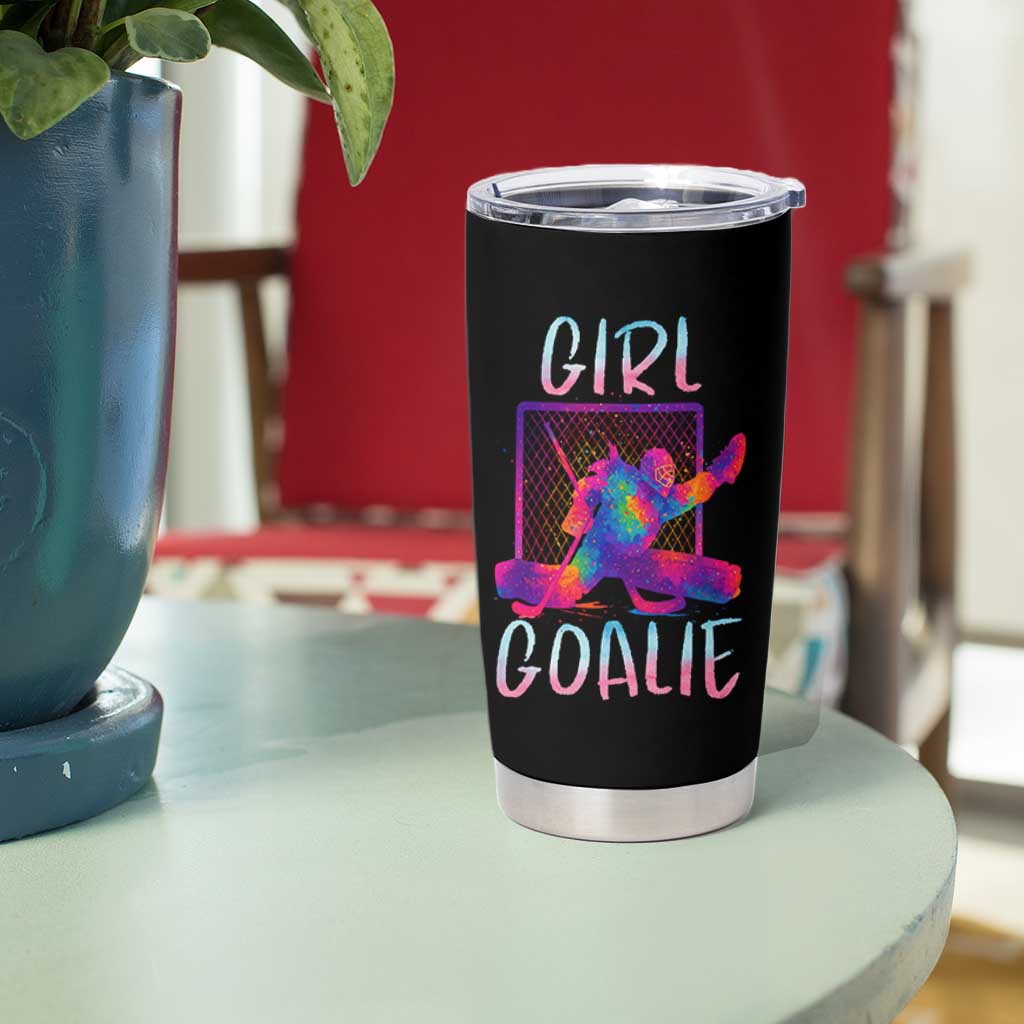 Funny Ice Hockey Girl Goalie Splatter Art Tumbler Cup Gift For Women - Wonder Print Shop
