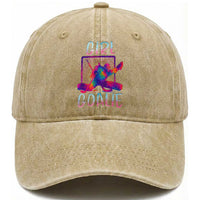 Funny Ice Hockey Girl Goalie Splatter Art Washed Cotton Baseball Cap Gift For Women