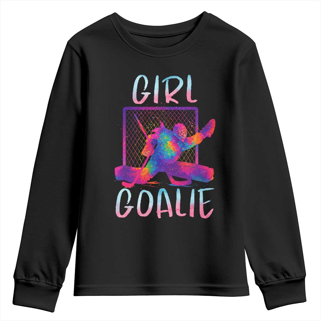 Funny Ice Hockey Girl Goalie Splatter Art Youth Sweatshirt Gift For Women - Wonder Print Shop