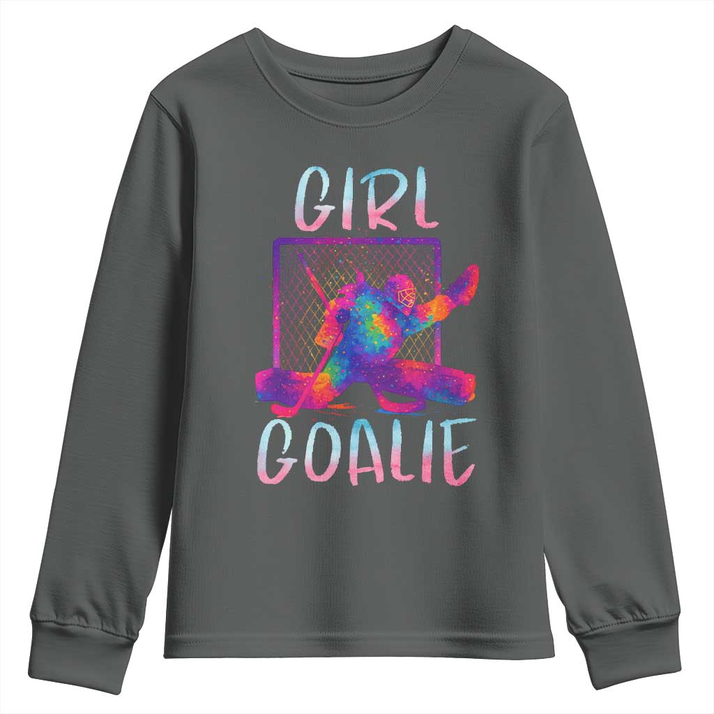 Funny Ice Hockey Girl Goalie Splatter Art Youth Sweatshirt Gift For Women - Wonder Print Shop