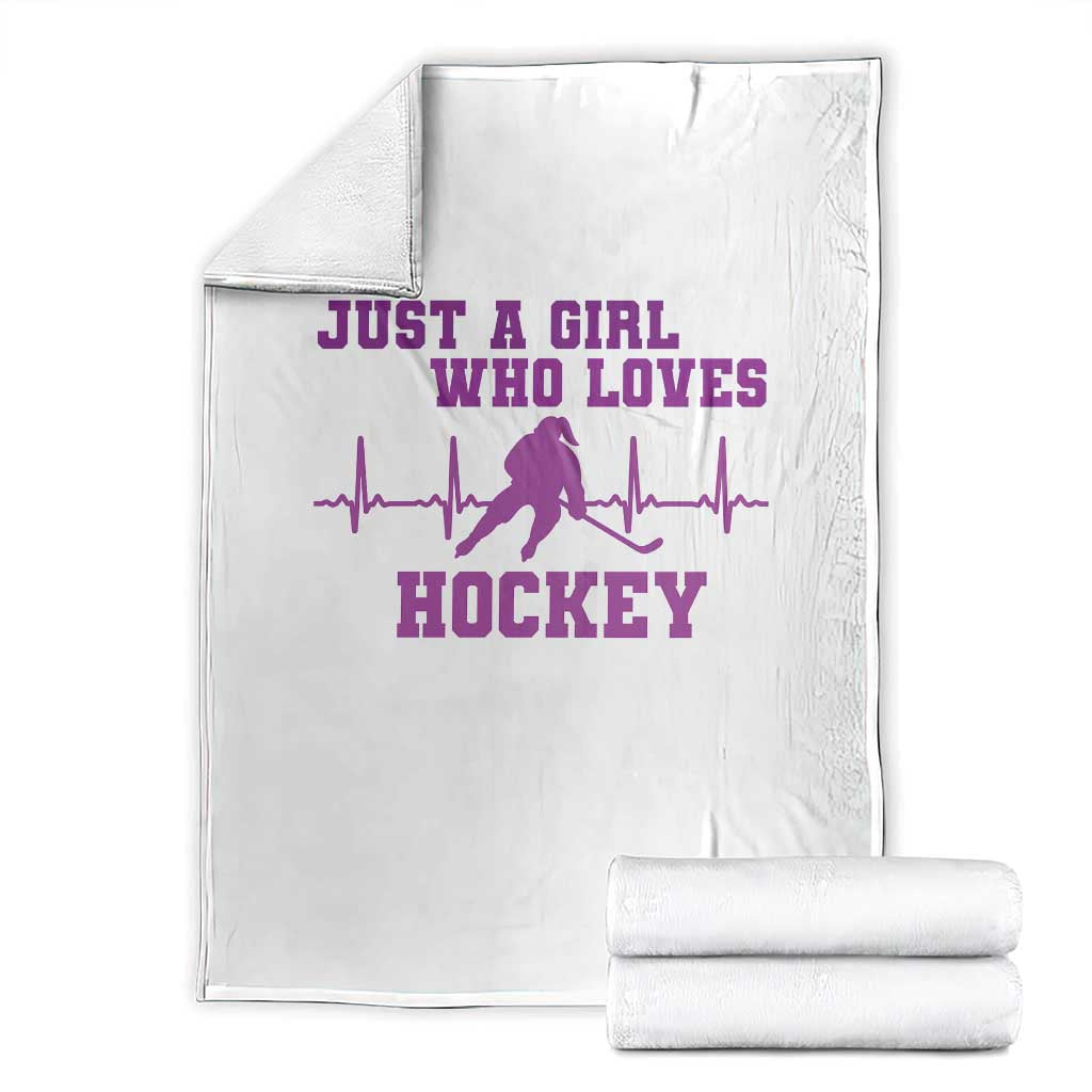 Funny Just A Girl Who Loves Hockey Throw Blanket Gift For Women - Wonder Print Shop