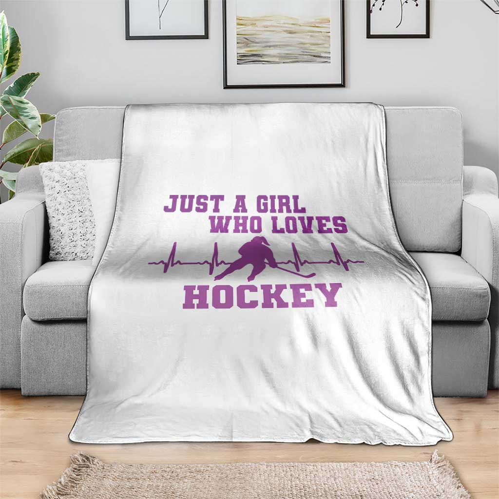 Funny Just A Girl Who Loves Hockey Throw Blanket Gift For Women - Wonder Print Shop
