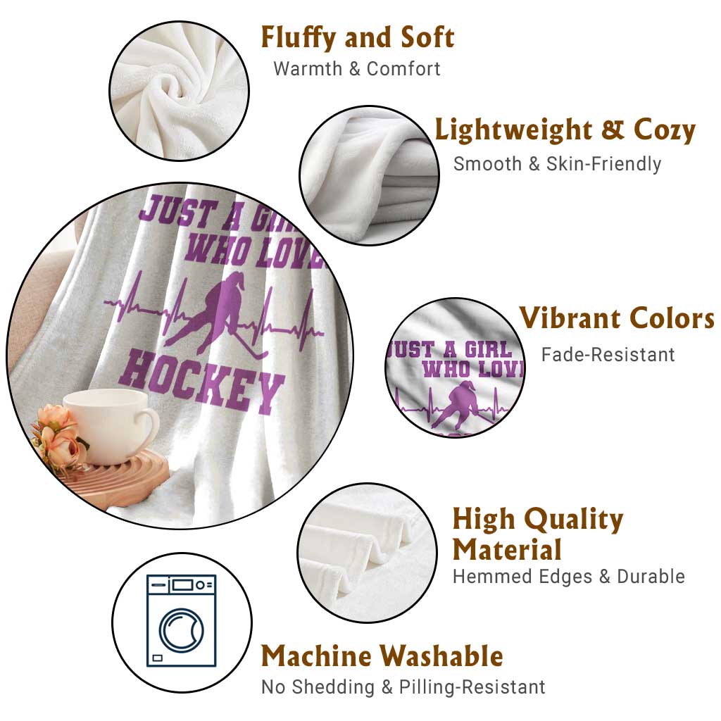 Funny Just A Girl Who Loves Hockey Throw Blanket Gift For Women - Wonder Print Shop