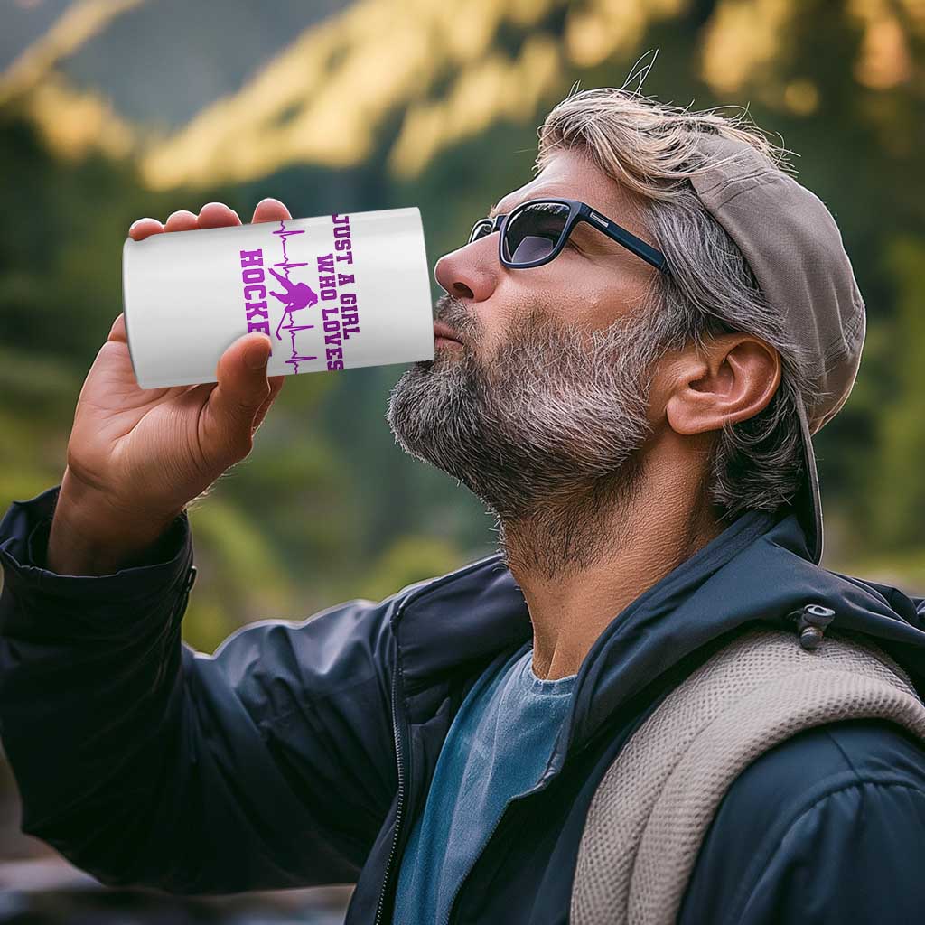 Funny Just A Girl Who Loves Hockey 4 in 1 Can Cooler Tumbler Gift For Women - Wonder Print Shop