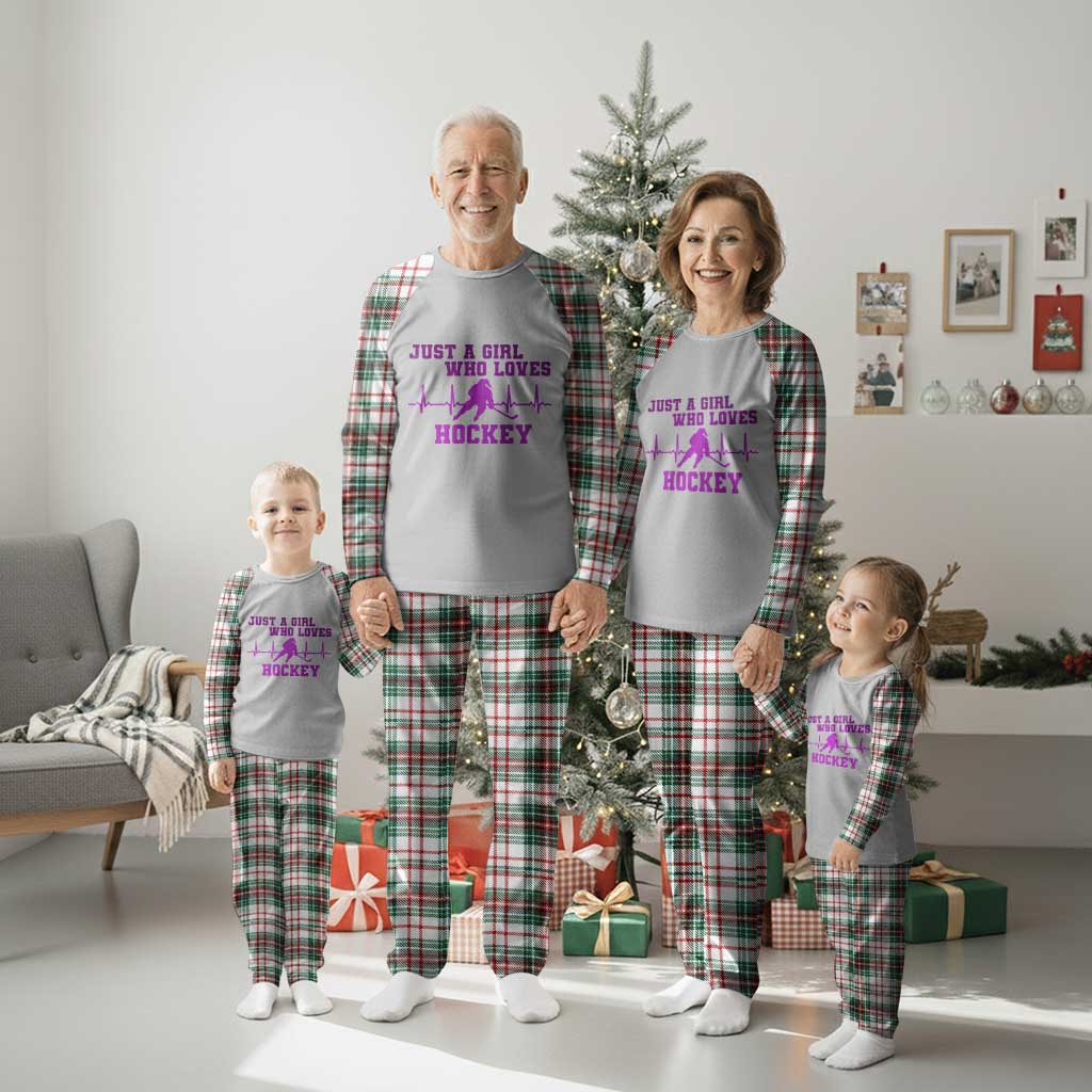 Funny Just A Girl Who Loves Hockey Plaid Pajama Set Gift For Women - Wonder Print Shop