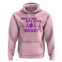 Funny Just A Girl Who Loves Hockey Hoodie Gift For Women - Wonder Print Shop