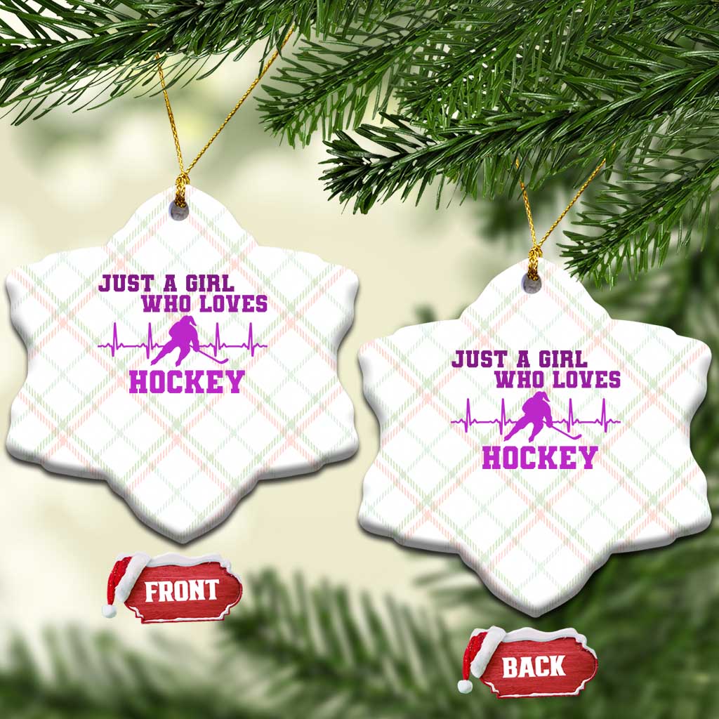Funny Just A Girl Who Loves Hockey Ceramic Ornament Gift For Women - Wonder Print Shop