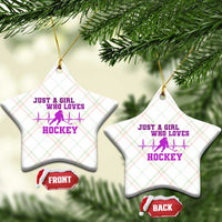 Funny Just A Girl Who Loves Hockey Ceramic Ornament Gift For Women - Wonder Print Shop