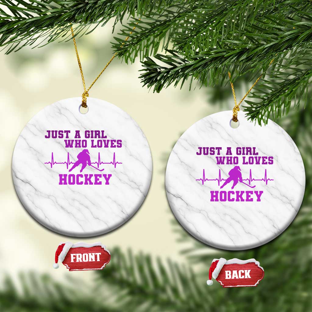 Funny Just A Girl Who Loves Hockey Ceramic Ornament Gift For Women - Wonder Print Shop