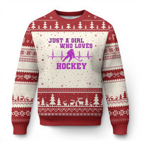 Funny Just A Girl Who Loves Hockey Ugly Christmas Sweater Gift For Women - Wonder Print Shop