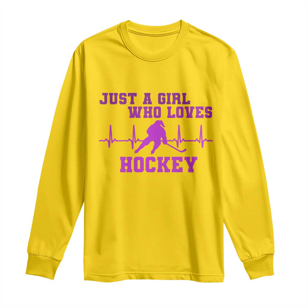 Funny Just A Girl Who Loves Hockey Long Sleeve Shirt Gift For Women - Wonder Print Shop