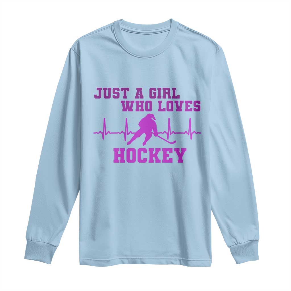 Funny Just A Girl Who Loves Hockey Long Sleeve Shirt Gift For Women - Wonder Print Shop