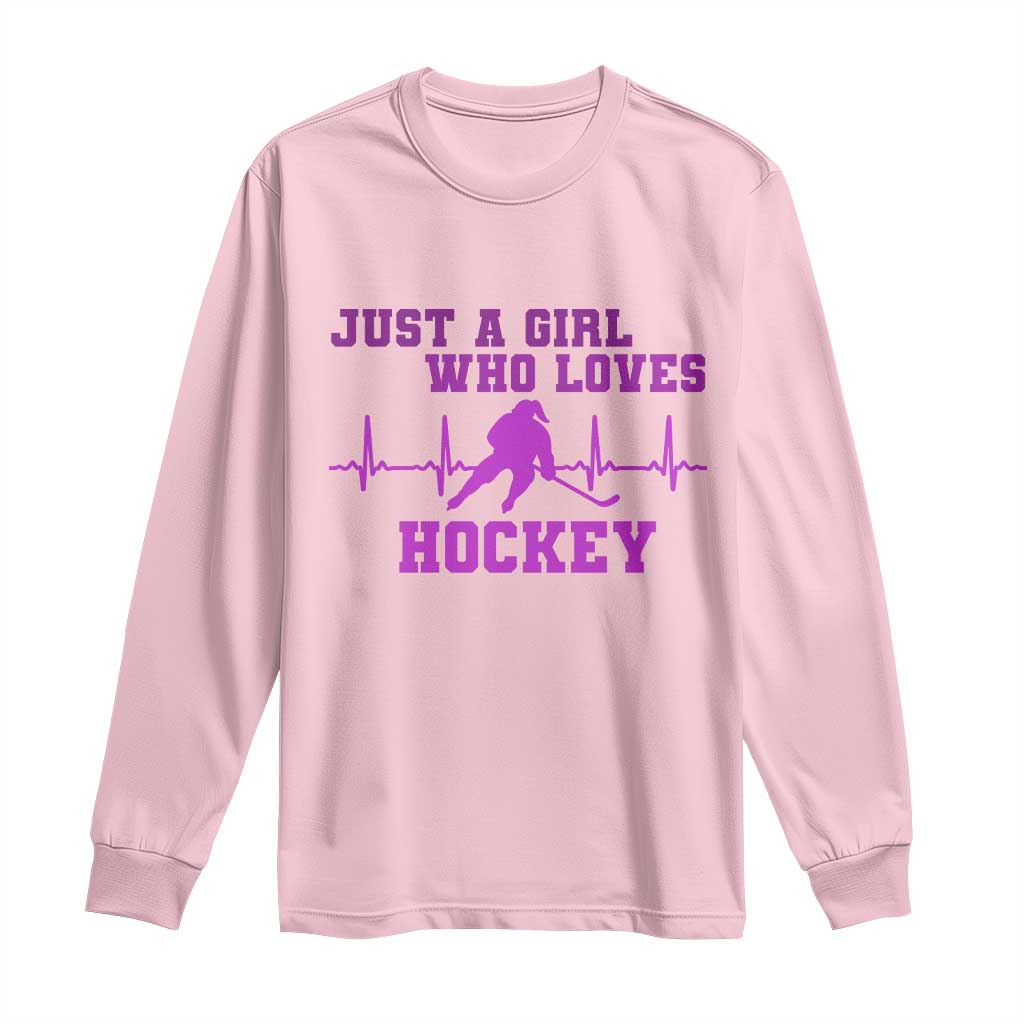 Funny Just A Girl Who Loves Hockey Long Sleeve Shirt Gift For Women - Wonder Print Shop
