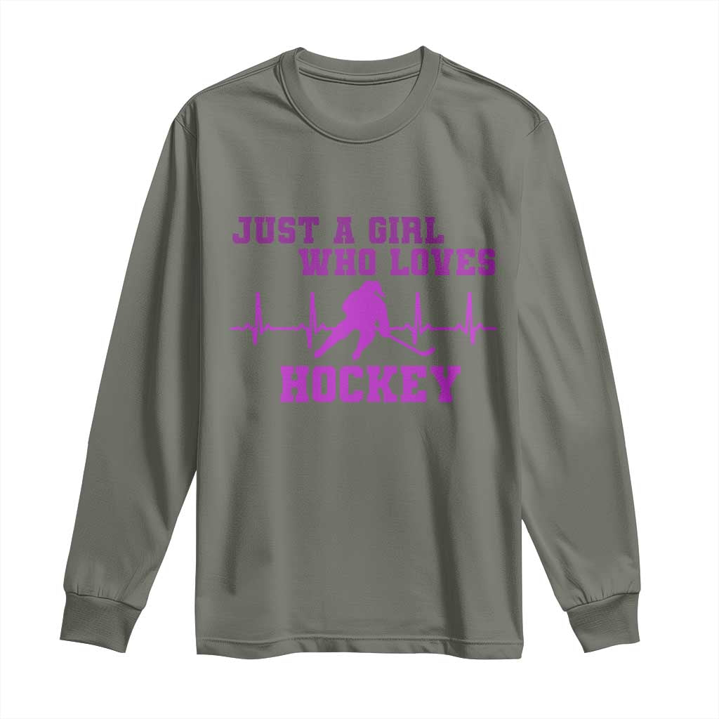 Funny Just A Girl Who Loves Hockey Long Sleeve Shirt Gift For Women - Wonder Print Shop