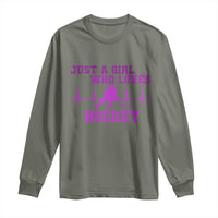 Funny Just A Girl Who Loves Hockey Long Sleeve Shirt Gift For Women - Wonder Print Shop