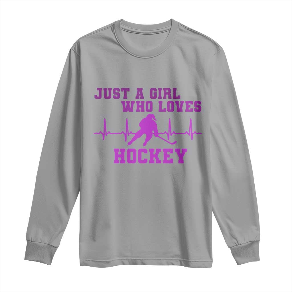 Funny Just A Girl Who Loves Hockey Long Sleeve Shirt Gift For Women - Wonder Print Shop