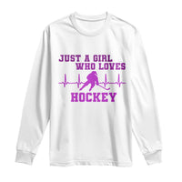 Funny Just A Girl Who Loves Hockey Long Sleeve Shirt Gift For Women - Wonder Print Shop