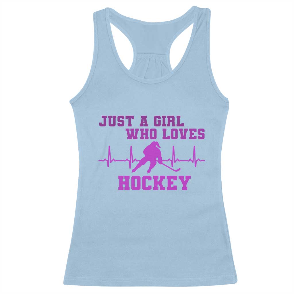 Funny Just A Girl Who Loves Hockey Racerback Tank Top Gift For Women - Wonder Print Shop