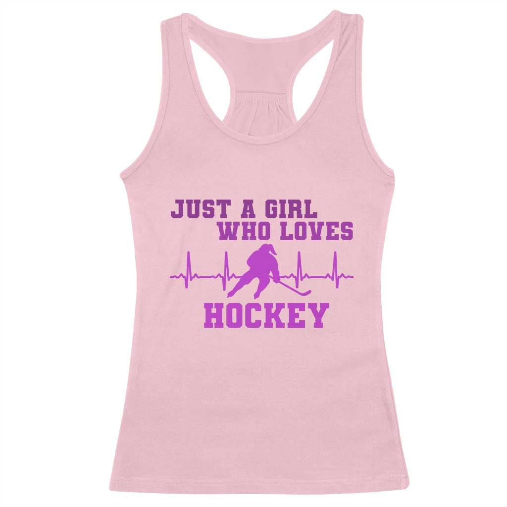 Funny Just A Girl Who Loves Hockey Racerback Tank Top Gift For Women - Wonder Print Shop