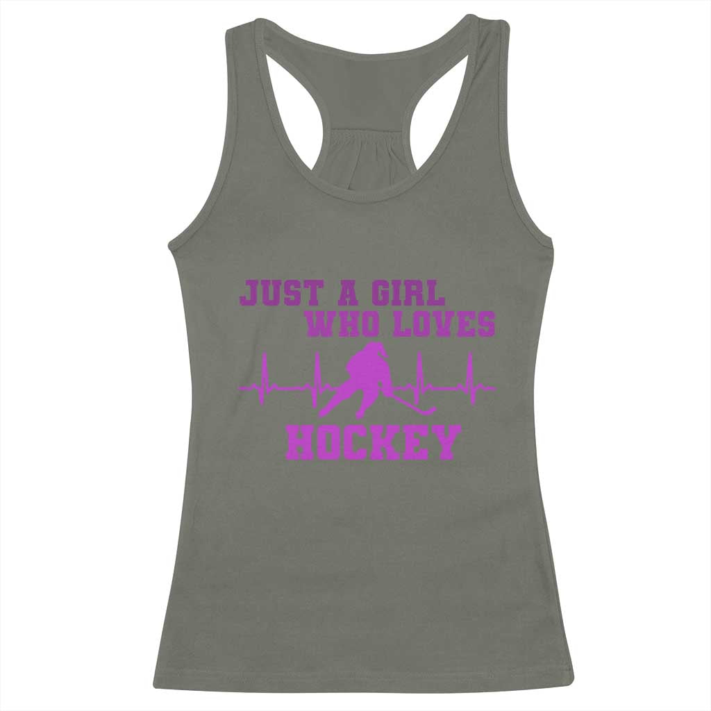 Funny Just A Girl Who Loves Hockey Racerback Tank Top Gift For Women - Wonder Print Shop