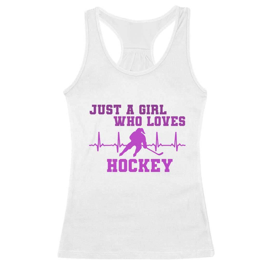Funny Just A Girl Who Loves Hockey Racerback Tank Top Gift For Women - Wonder Print Shop
